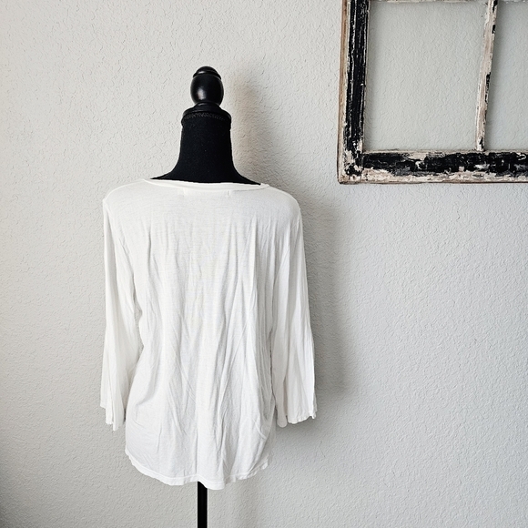 Michael Stars V-Neck Three Quater Split  Sleeves Tee Size OS - Picture 3 of 9